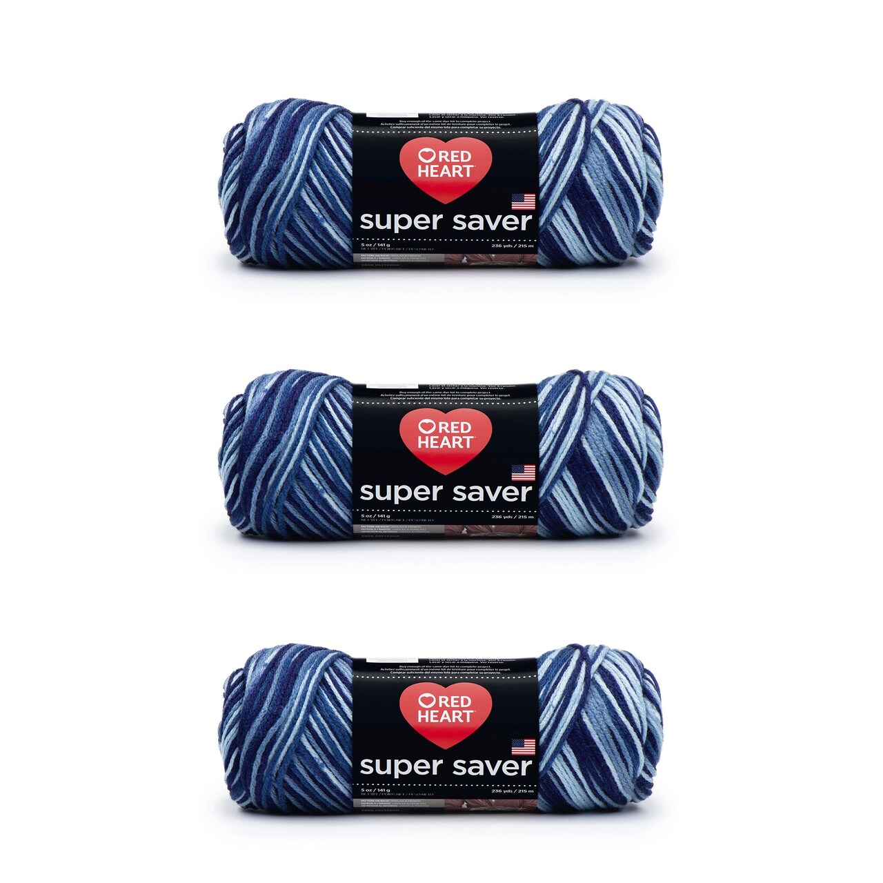 Red Heart Super Saver Shaded Dusk Yarn - 3 Pack of 198g/7oz - Acrylic - 4 Medium (Worsted) - 364 Yards - Knitting/Crochet